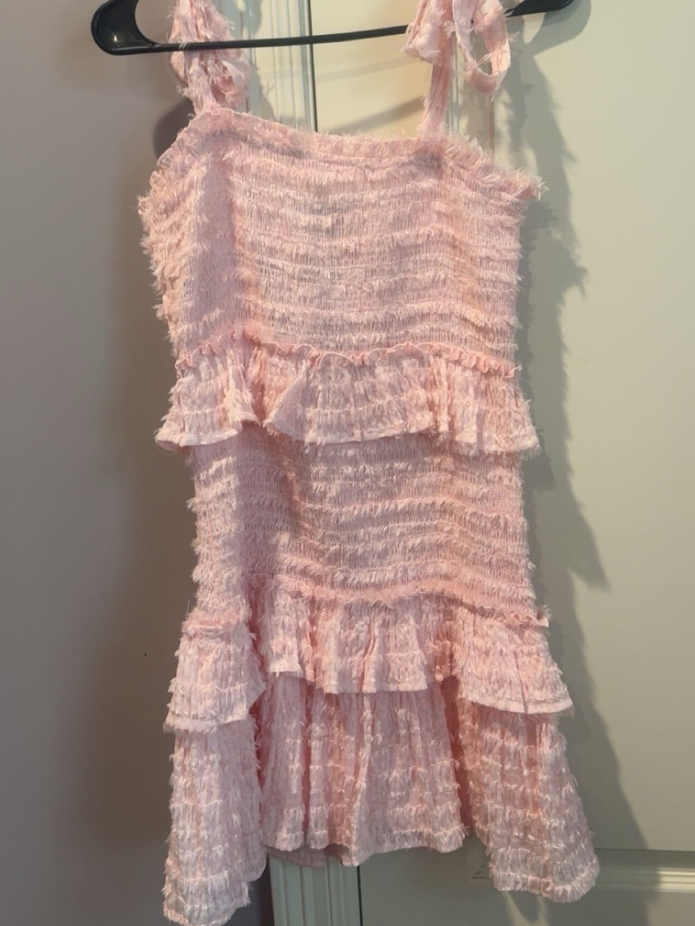 Girls Pink Ruffle Tiered Sundress